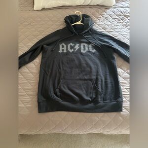 AC/DC Black Pullover Hoodie with White Logo